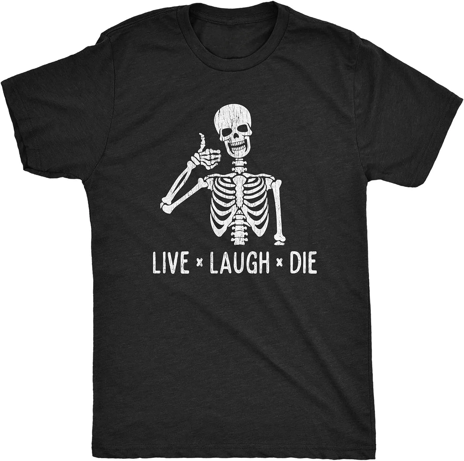 Funny Satire Happy Campers Gift Hike T Shirt Live Laugh Die Skeleton Novelty T-shirt Graphic T Shirts Mens T Shirts Streetwear