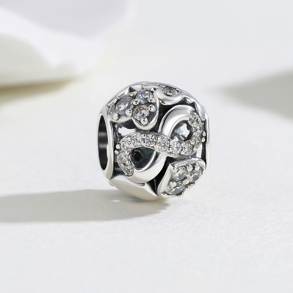 New 925 Sterling Silver Charms Stacked Arrangement Infinite Bead Pendant Fit Original Bracelet Charm DIY Jewelry Gift For Woman