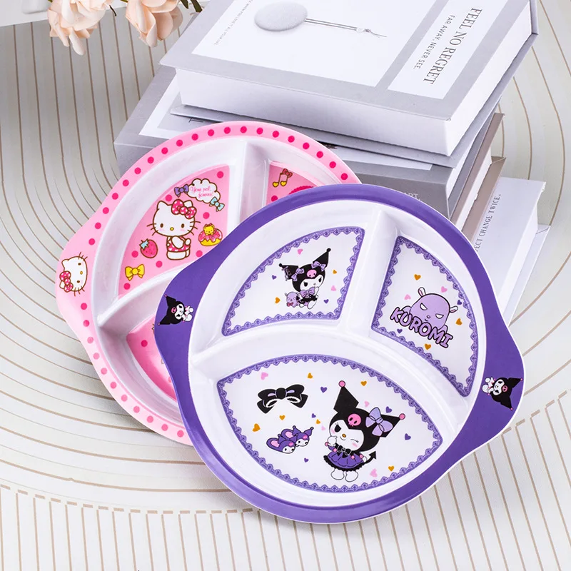Kawaii Cartoon Children's Meal Plate Cute Anime Character Dinner Plate Compartment Cute Originality Western Plate Gifts