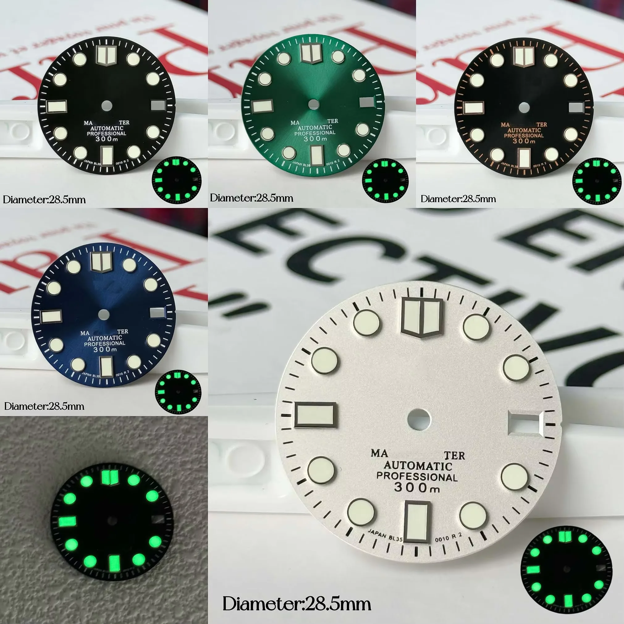 Hot-Selling 28.5mm HN35 New High-Quality S Logo Dial with Sunburst and Matte Texture Compatible with NH35 NH36 Movement