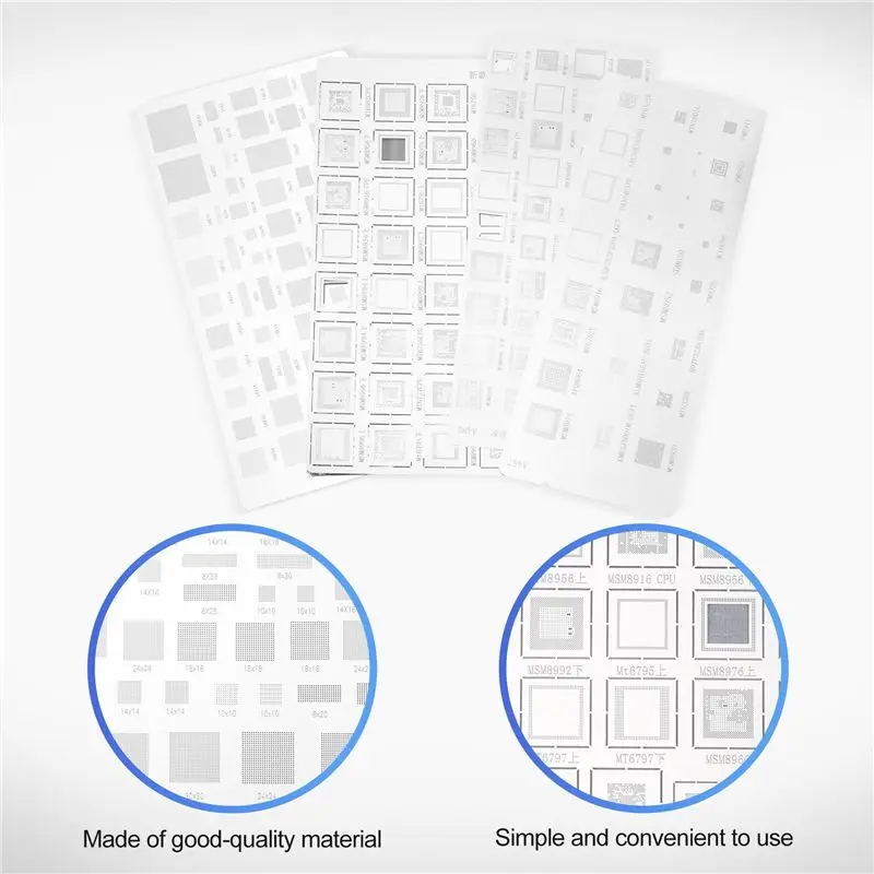 A68P-4PCS Universal BGA Stencil For MTK MSM Huawei Ipad CPU RAM PM Power IC Reball Pin Direct Heat Template