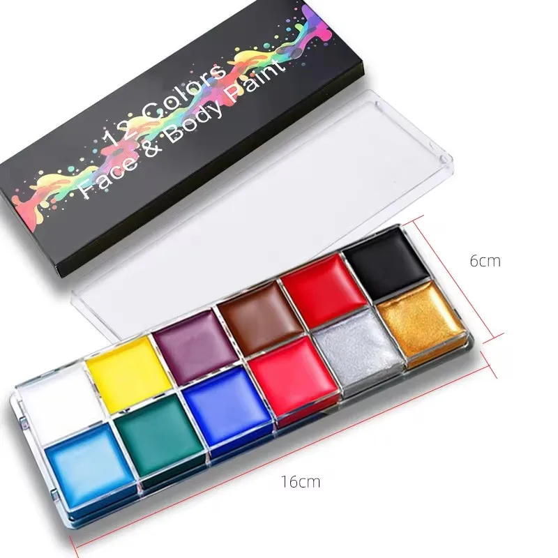 12colors Face Body Oil Painting Paint Pigment With 6pcs Brushes For Kids Adults Makeup Halloween Masquerade Cosmetic Supplies