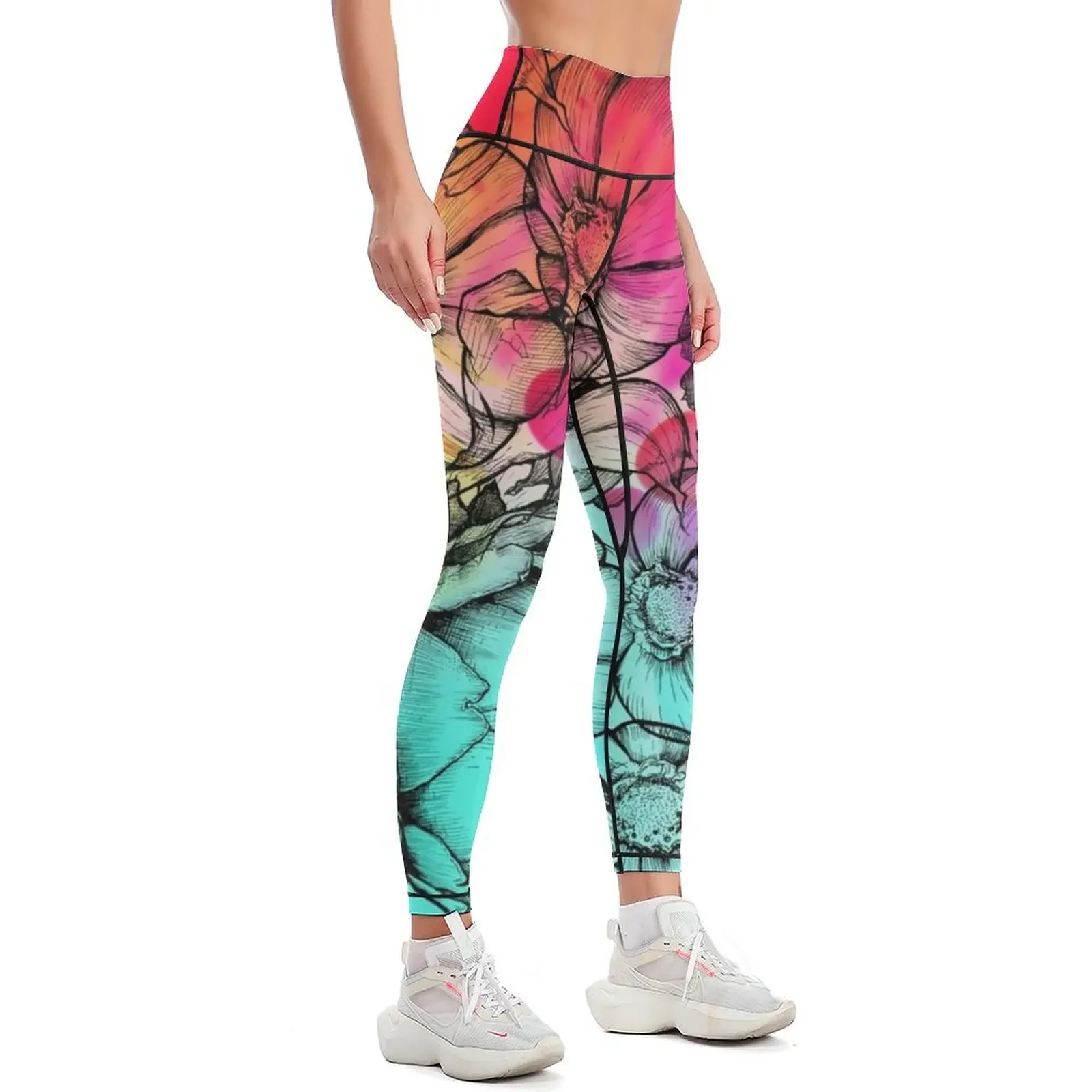 Legging warna di taman saya, Legging olahraga wanita, Legging fitness gym pinggang tinggi, legging wanita push up