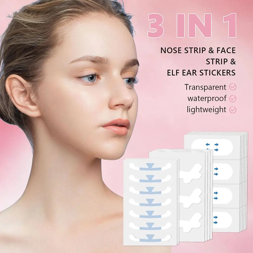 Bande Adhésive Transparente en Forme de V pour Lifting du Visage, 3 Pouces, Autocollants, Antarc1, Invisible, Extensible, Facelift Elf, Oreille, C4X2