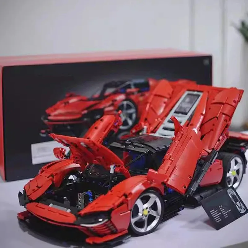 2025 venda quente 42143 modelo de supercar vermelho brinquedo de bloco de construção infantil, presente de aniversário, presente de festa de Natal
