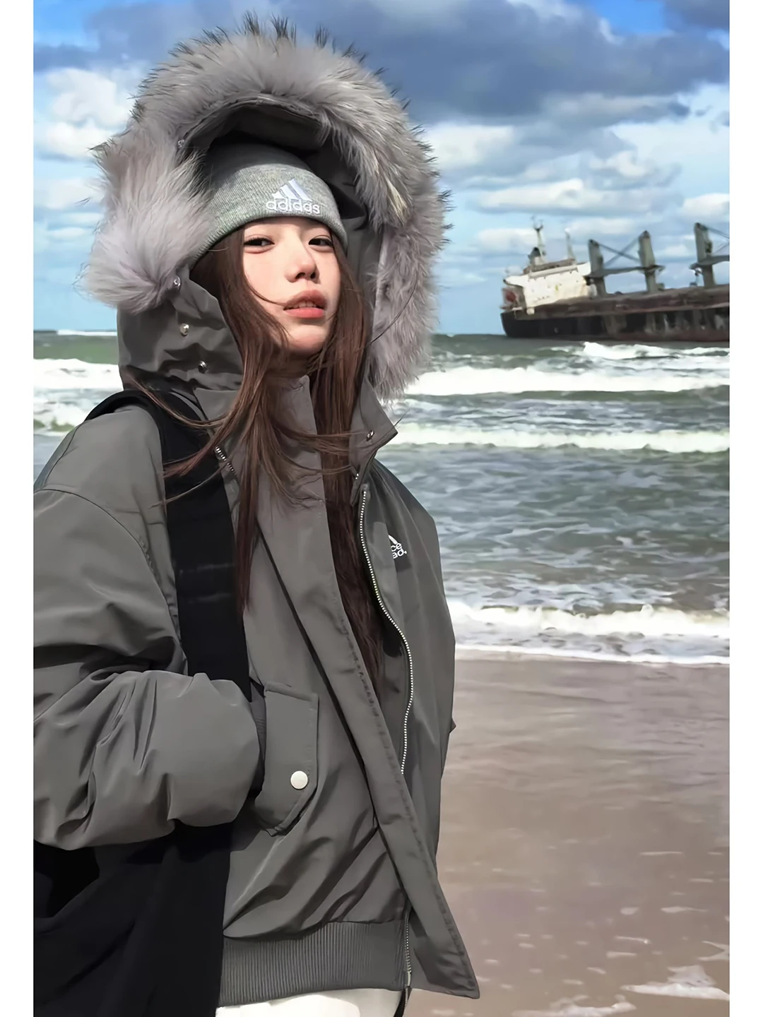 

Мужская хлопковая куртка с капюшоном и утепленной подкладкой, со съемным меховым воротником, повседневная теплая верхняя одежда для осени и зимы