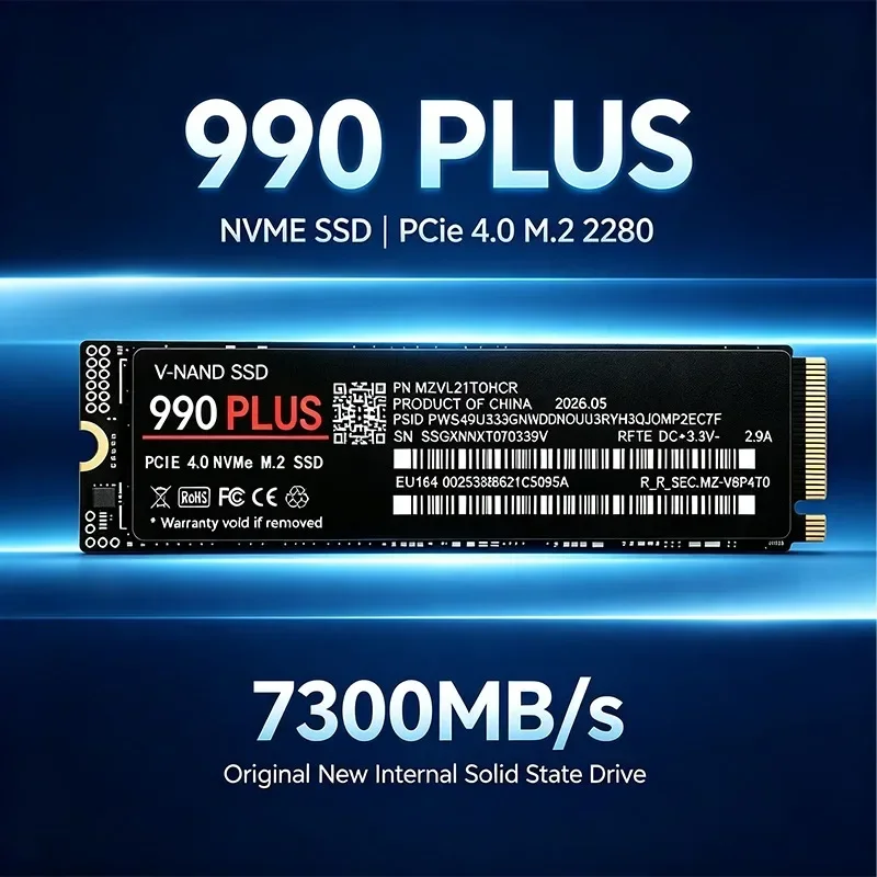 990 Plus SSD 500GB/1TB/2TB/4TB, M.2 2280 NVMe PCIe 4.0 7300MB/s for PS5 Consoles Gaming Laptops Desktops