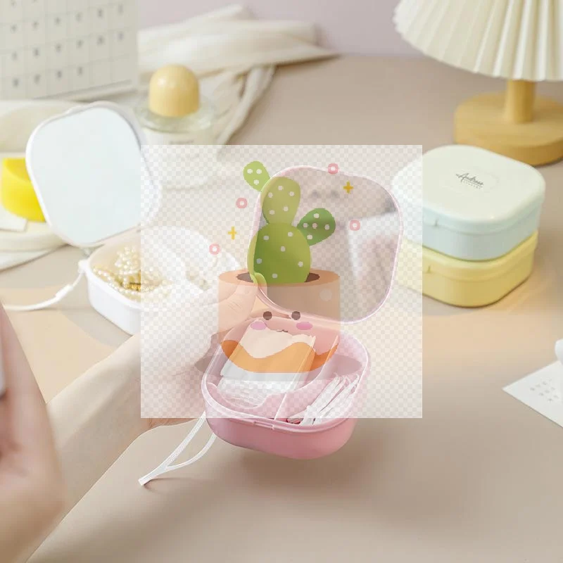 ポータブルコットン収納ボックス イヤリングリングコンパートメントボックス 防水ボックス 綿棒収納ボックス