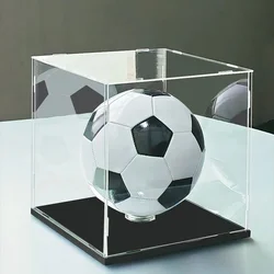 Acrylic display box, fixed with bottom plate, suitable for displaying basketball, football, and rugby, dustproof, making it look
