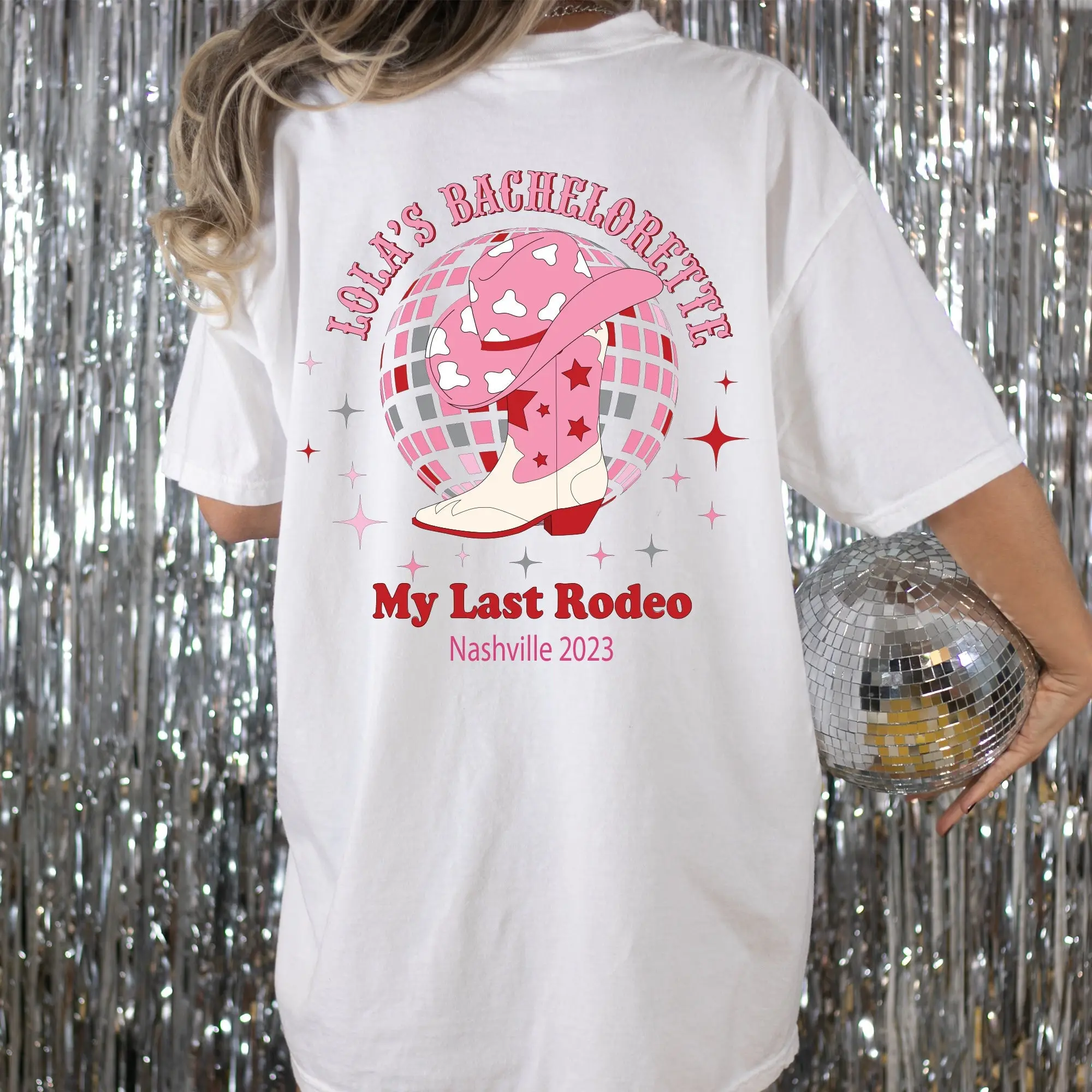 Nashville Bachelorette T Shirt Disco Cowgirl Favors Country Western Bridal Party Last Rodeo Bride Comfort Colors DBACH112