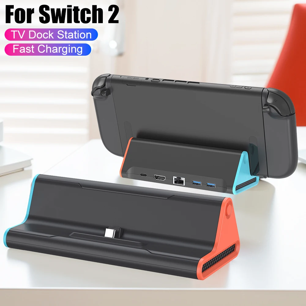 

For Switch 2 Portable 4K TV Dock Adapter USB3.0 HDMI-compatible Docking Station Game Console Charging Stand Gaming Accessories