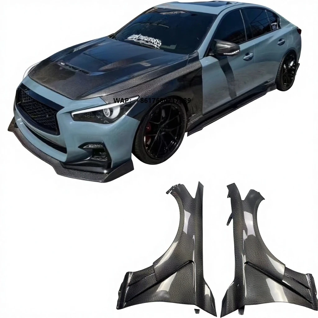 

For Infiniti Q50 Upgrades to Carbon Fiber GTS Style Hood and Front Fender Inlet air Intake Style Fender Leaf Panel Body Kit