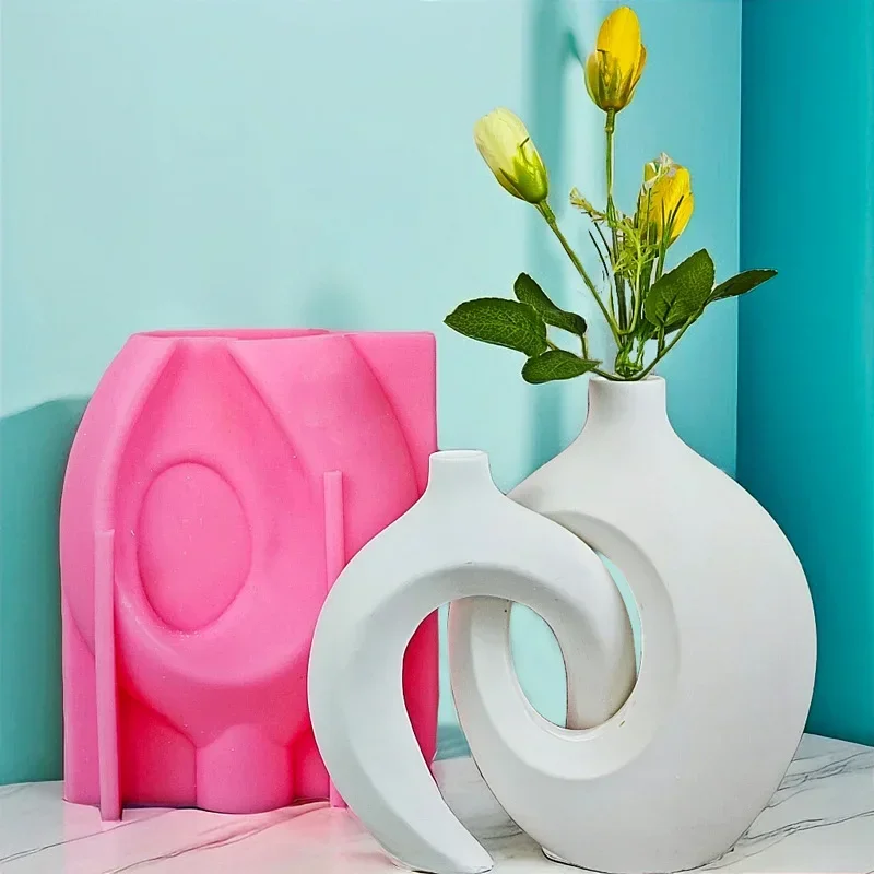 New 14-24cm Large Nordic Minimalist Case Resin Silicone Mold Irregular Geometric Shape Vase Concrete Cement Gypsum Silicone Mold