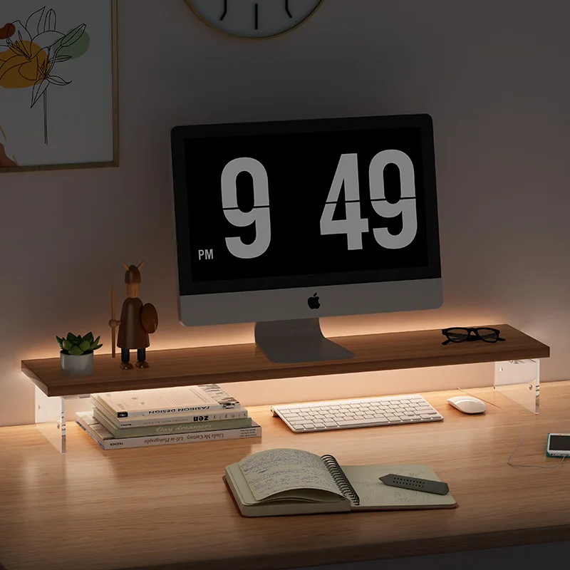 Acrylic Suspension Raising Rack Office Desktop Computer Screen Raising   Storage Shelf