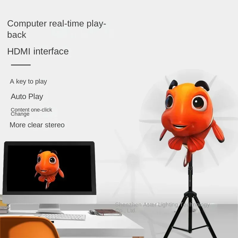 3d holographic projection six-leaf 70cm advertising machine fan screen HDMI function and computer wireless real-time playback