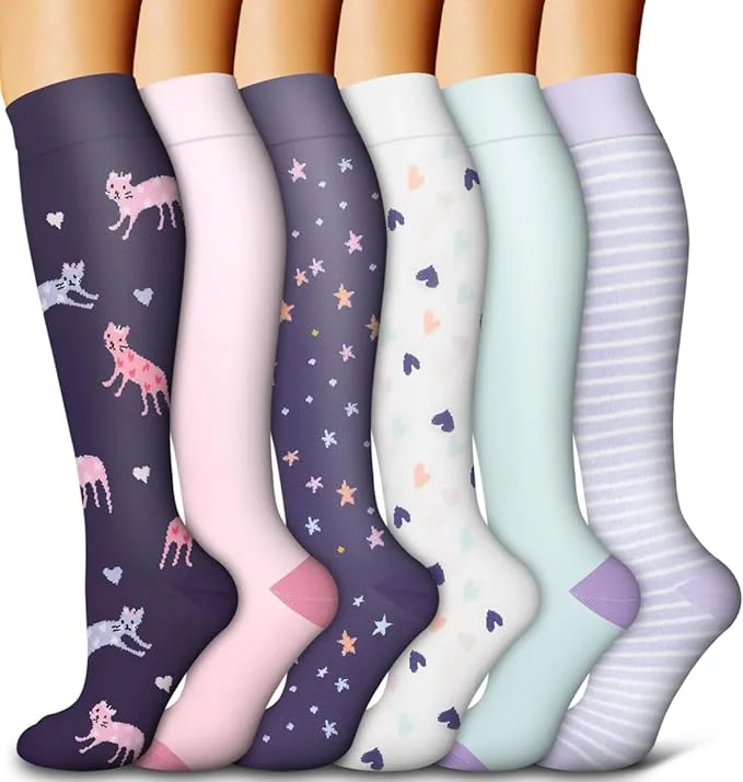 Chaussettes de compression de fruits pour hommes et femmes, chaussettes d'infirmière de course, chaussettes de sport pour dames, chaussettes de course pour femmes, 6 paires