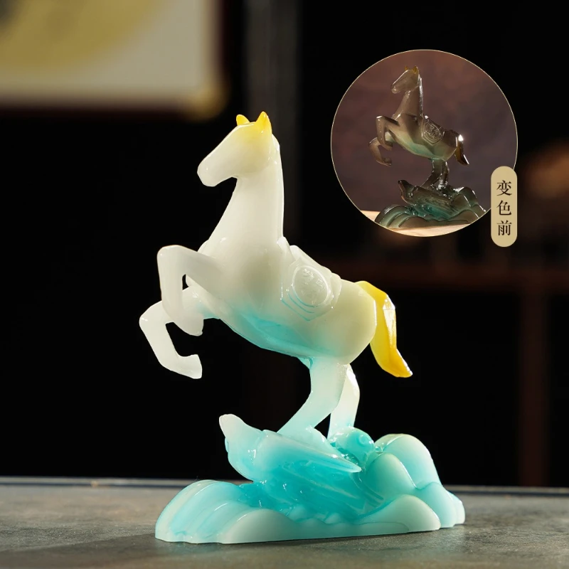 

LH tea pet ornament resin craftsmanship horse to gongcheng tea set accessories souvenir gift