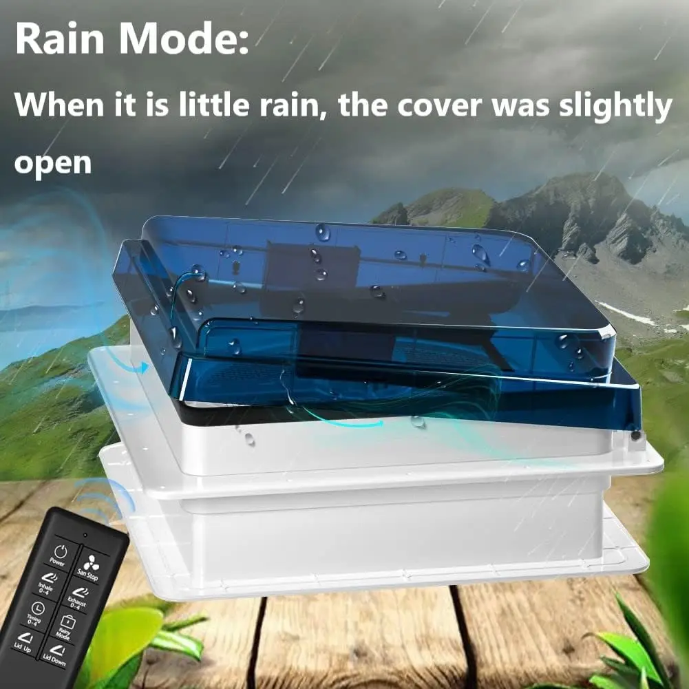 2012 Air Max 14 "تنفيس RV سقف تنفيس عكسها مروحة العادم، صوت منخفض للغاية RV مروحة سقف تهوية الهواء 12 فولت عن بعد