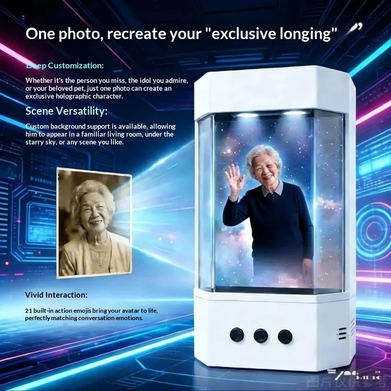 AI Interactive Robot Simulated Hologram Cabin 3D Stereo Anime Style Bionic Desktop Ornament Halloween Christmas Gift
