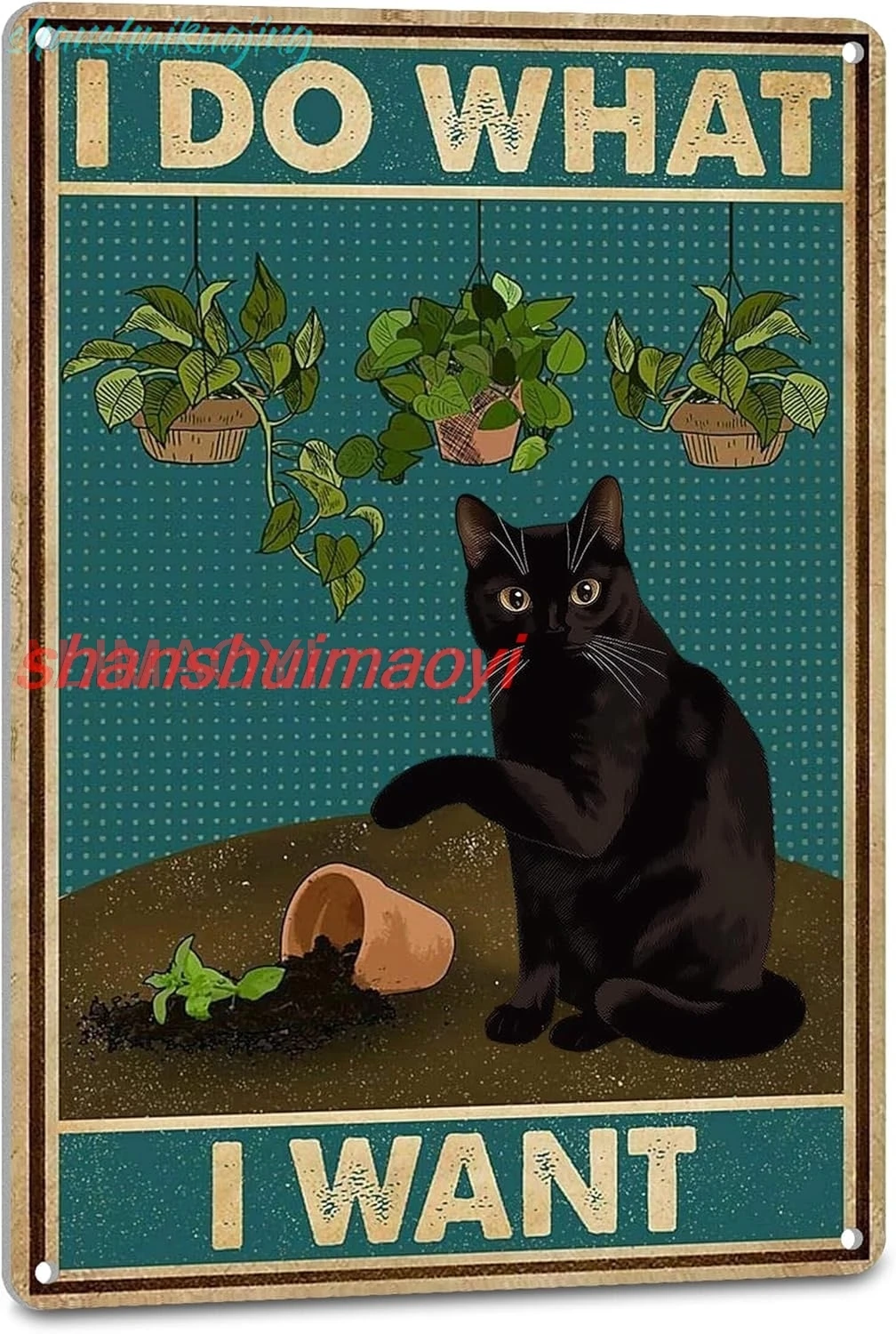 Hippy Black Cat Decor Cute Posters for Catio Cool Cat Stuff for Cat Lovers - I Do What I Want Tin Sign, Funny Cat Room Deco sign