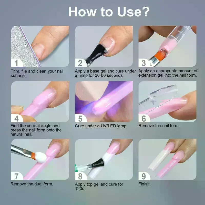 /Kuz/Clear Dual Nail Forms Kit With Pre Printed Guides Multiple Sizes For Home DIY Nail Art Salon Use 150pcs