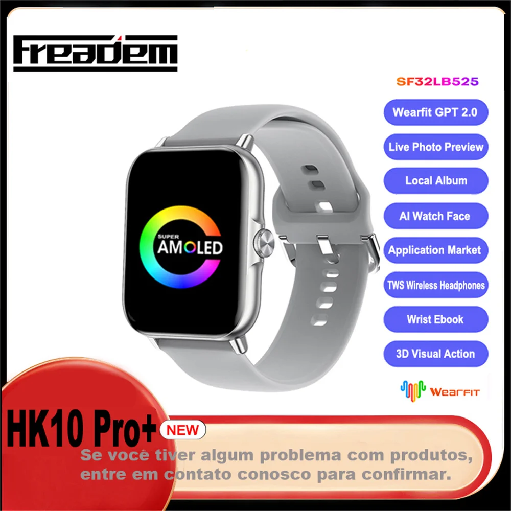 

2024 HK10 PRO Plus Smart Watch Amoled Screen 47mm 1GB ROM Local Music Compass AI Watchfaces Men Women Smart Watch