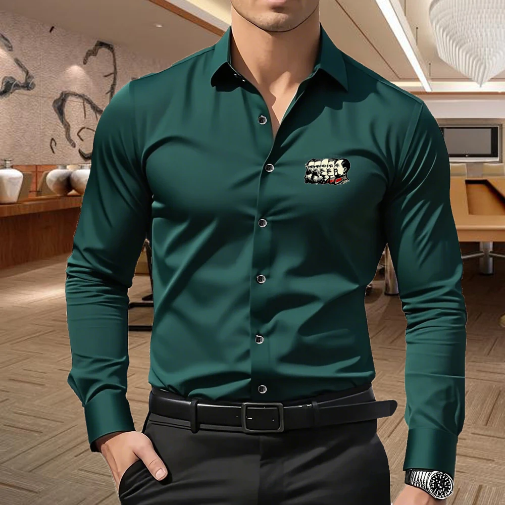 Men's Premium Business Casual Shirt Historical Lea Slim Fit Long Sleeve Wrinkle Resistant Dress Shirt, 5 Colors Available, S-XXL
