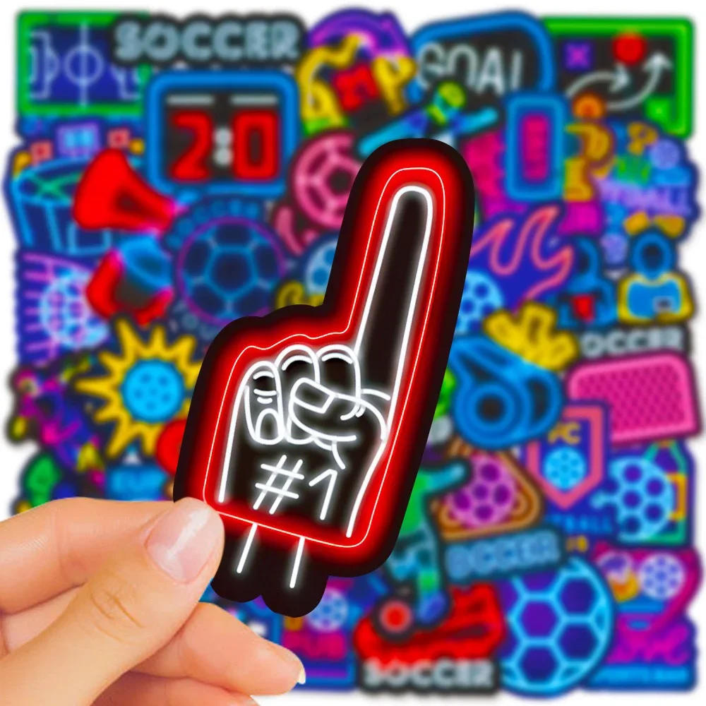 50PCS Neon Style Football Cheer Soccer Game Cartoon Sticker DIY Laptop Luggage Skateboard Graffiti Decals Fun for Kid Toys Gifts