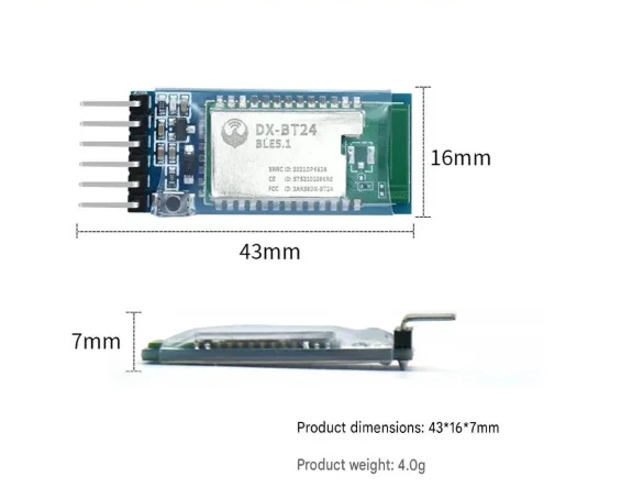 DX-BT24 BLE5.1 Bluetooth Module, UART High-Speed Wireless Serial Transparent Transmission, Low Power Consumption, MOQ:5PCS