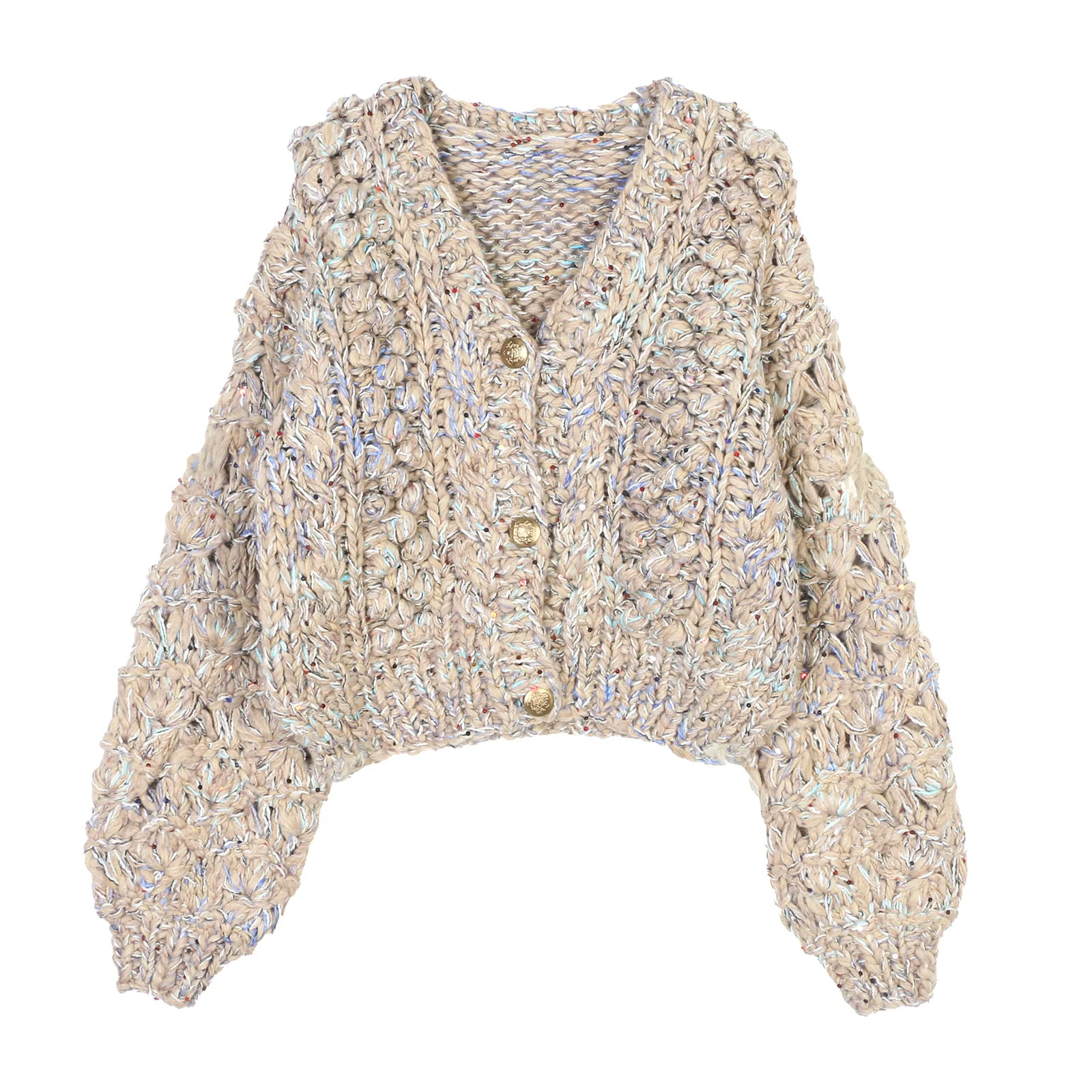 

Knitted cardigan jacket women Retro 2025 autumn/winter casual loose lazy style V-neck sweater thick basic Simple
