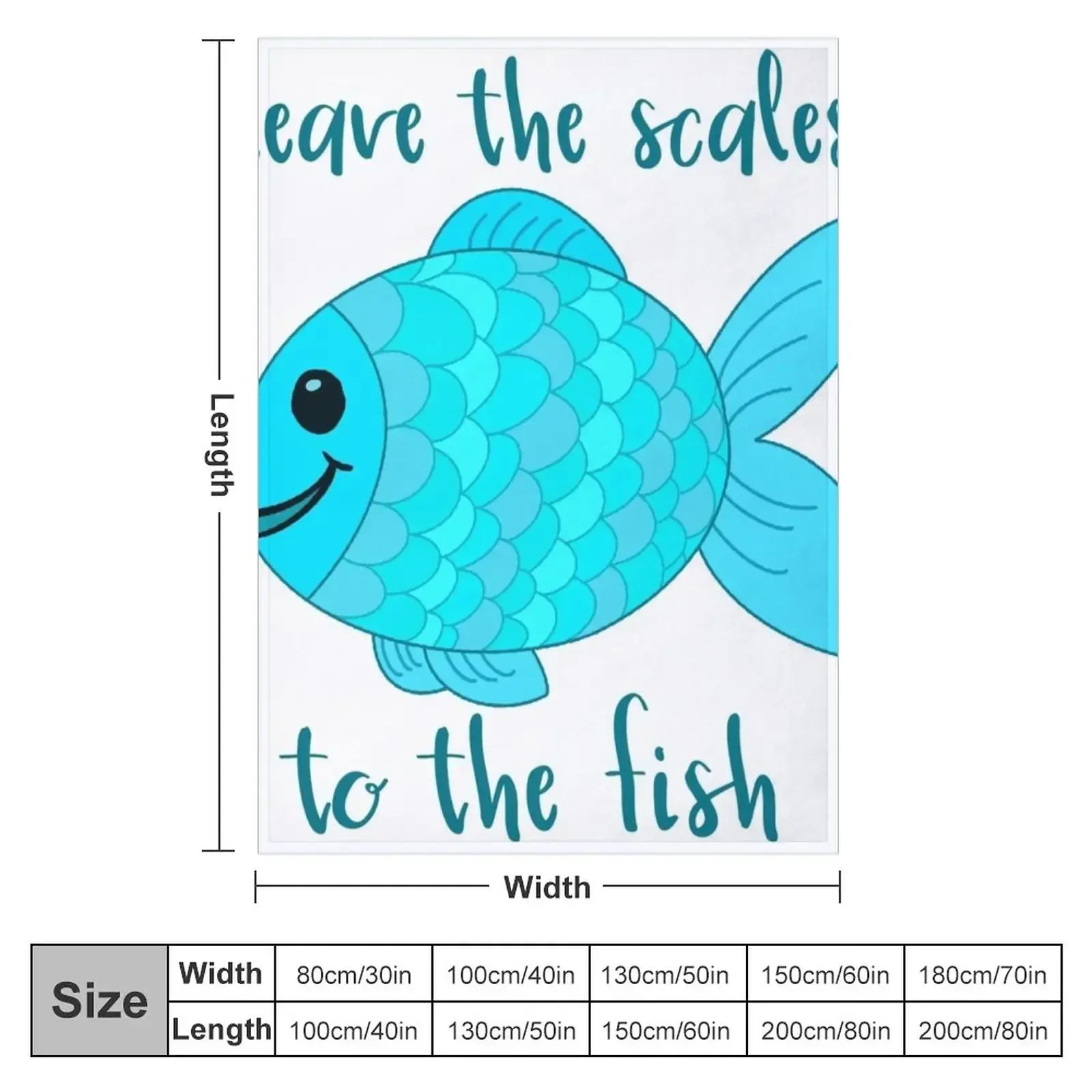 Leave the Scales to the Fish in Blue Throw Blanket couch cozy soft plush fuzzy picnic outdoor blanket