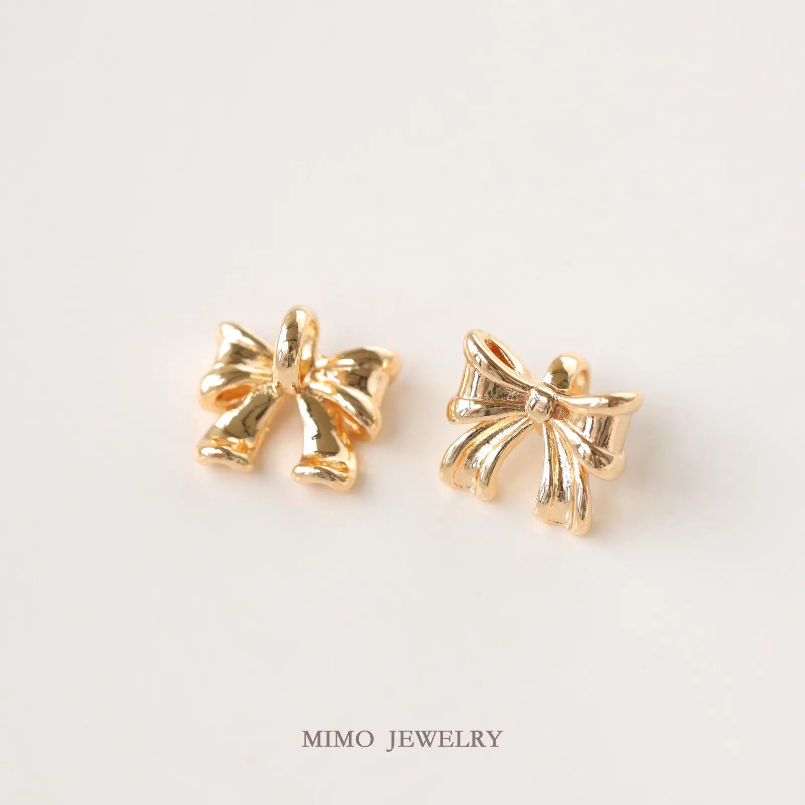 1pcs Copper-plated Gold Cute Sweet Bow Bead Necklace Pendant Charms For Jewelry Making DIY Bracelet Accessories Findings