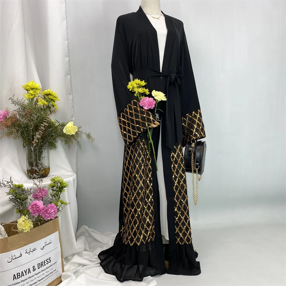 Ramadan Eid Abayasสําหรับผู้หญิงเจียมเนื้อเจียมตัวRobeแฟชั่นหนาซาตินAbayaดูไบหรูหรา 2025 มุสลิมKaftanชุดกิโมโนKebaya