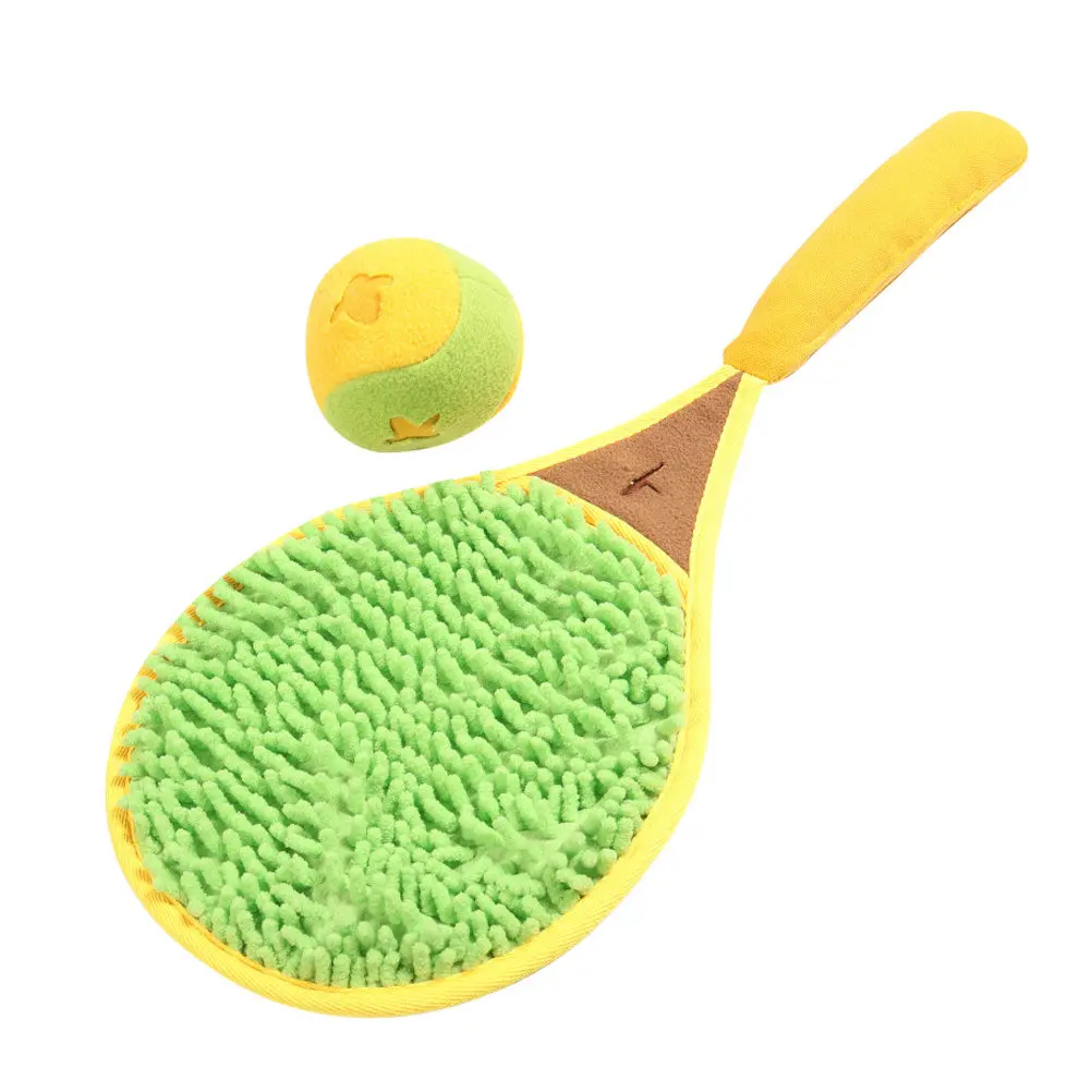 1Set Tennis Racket Interactive Snuffle Treat Trainer Household Wear-Resistant Puppy Accessory Dog Supply Slow Feed Exercise