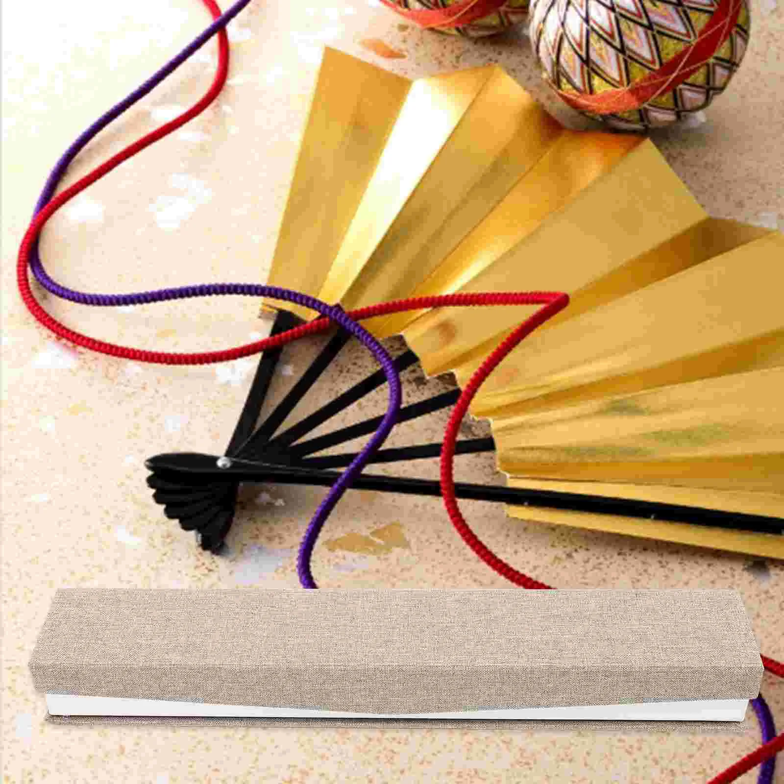 Fan Box Chinese Theme Decorative Tassel Case Decorate Folding Storage Holder Linen Beautiful Exquisite Container