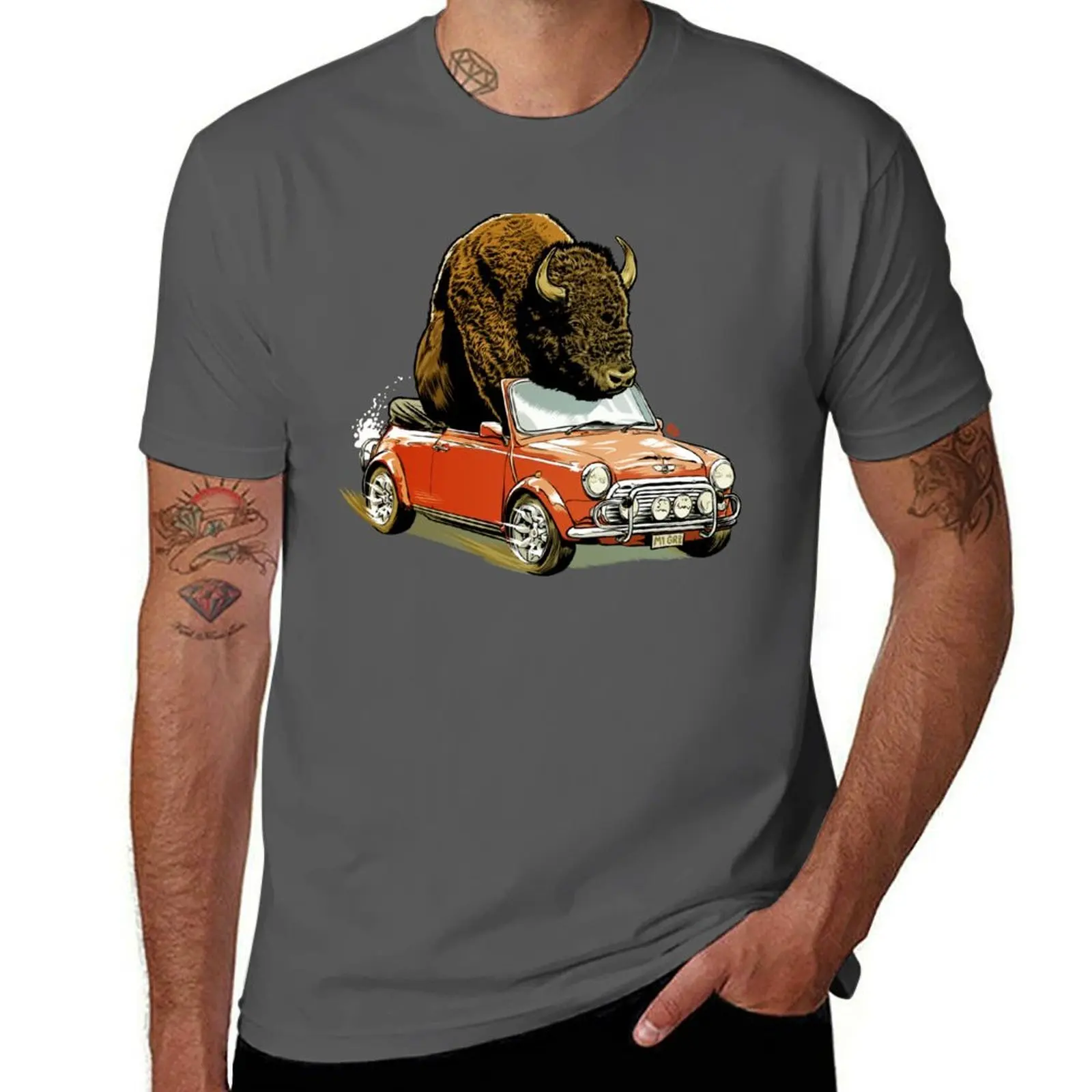 

Bison in a Mini. T-Shirt t shirts for man pack white cotton t shirt pack T-Shirt