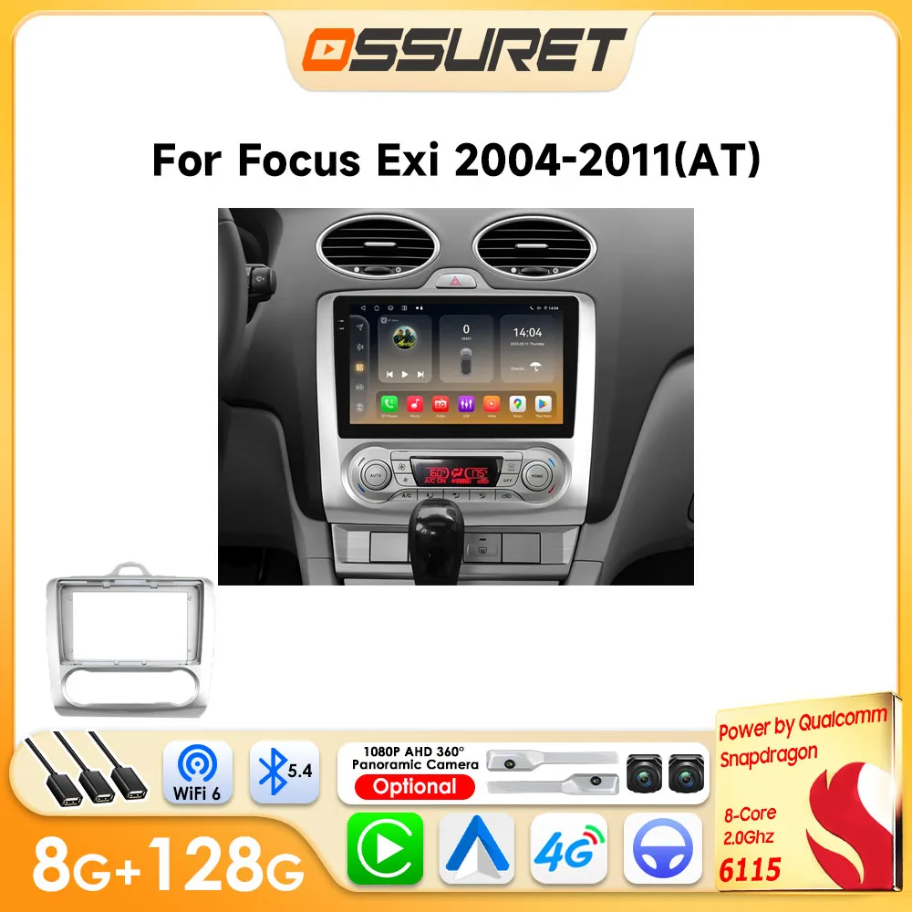 Autoradio Android OSSURET per Ford Focus 2 3 Mk2 2004-2011, CarPlay Wireless, Multimedia Auto 6115 8-Core, GPS