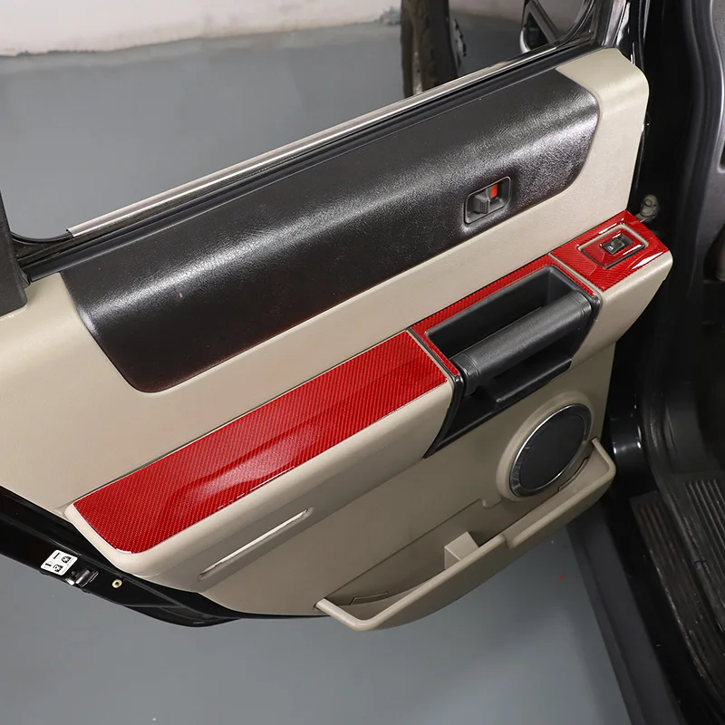 For Hummer H2 2003-2007 Soft Carbon Fiber Red Car Glass Lift Switch Panel Cover Trim Sticker Car Accessories Interior