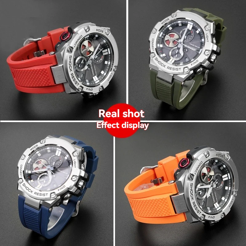 for Casio watch GST-B100D/S100G/S300/S310/410/W100 gst-210 Waterproof sports resin silicone watch strap for men