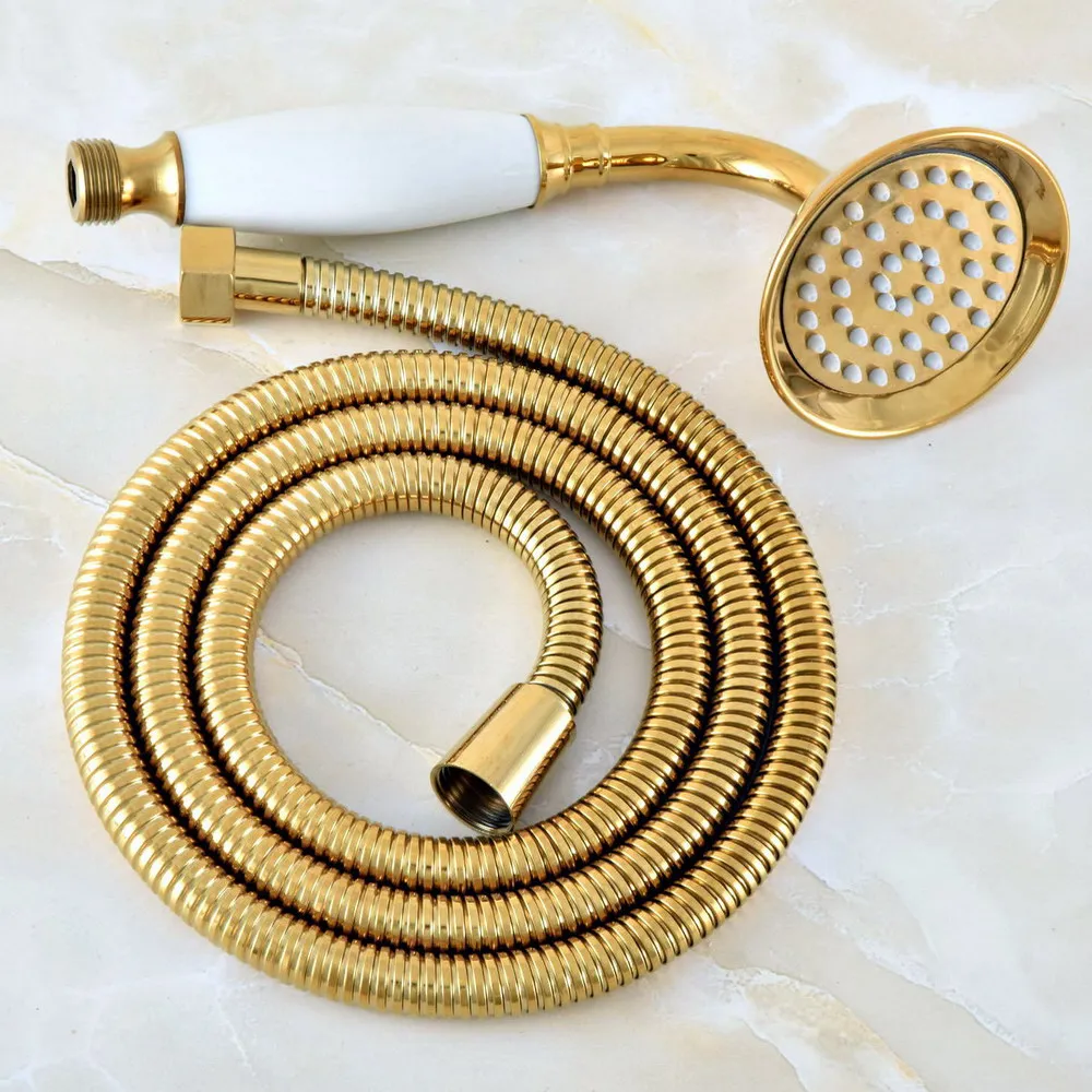 Telephone Style Hand Held Bathroom Shower Head / Golden Brass Finish Bathroom Handheld Shower Head Accessory /Hose thh039