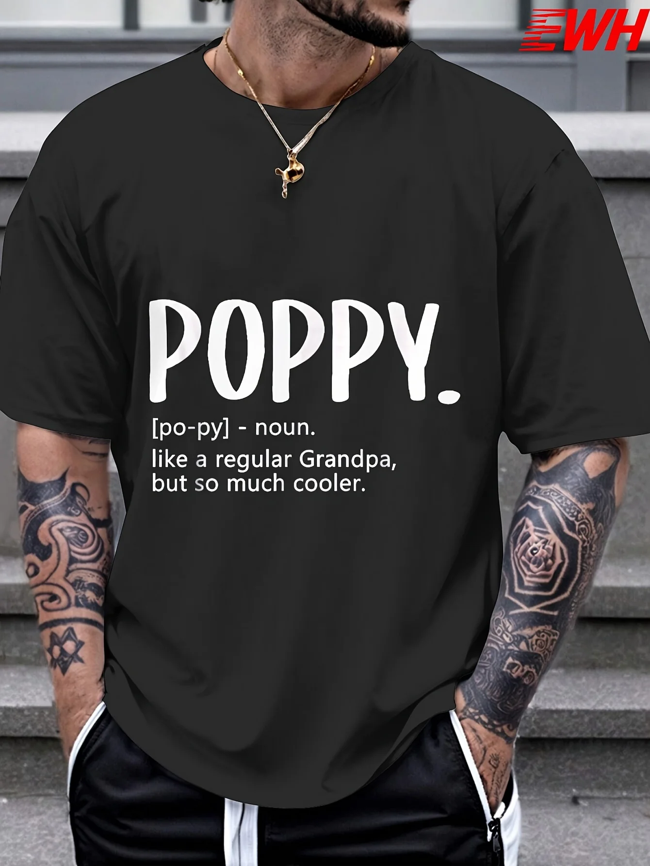 

Мужские футболки EWH Poppy, идея ко Дню отца, обычная футболка с дедушным маком