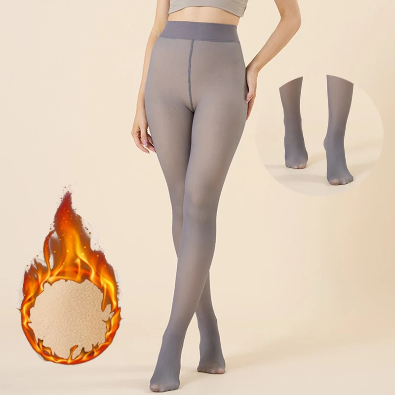 Women Thermal Leggings Warm Concise Dark Black Elastic Pantyhose Female Fashion Sexy High Waist Thicken Fleece Skinny Sock Pants