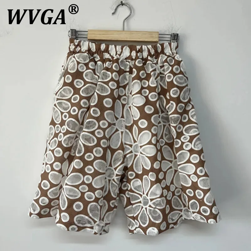 

WVGA Summer New Men Tide Techwear High Street Printed Mesh Hollow Out Niche Оригинальный дизайн Модные свободные повседневные шорты Ins W7539