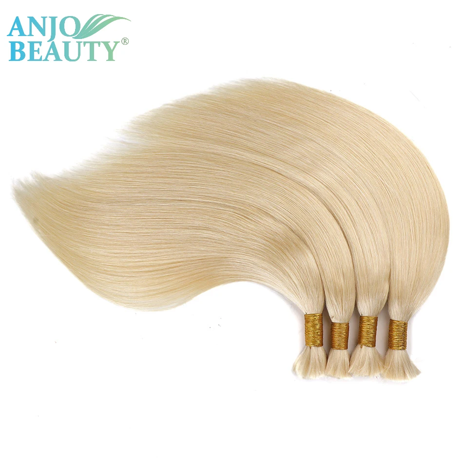 100% Real Human Hair Bulk Blonde no Weft Honey Hair Bulks Vietnamese Virgin Hair Straight Weaving Hair for Braiding