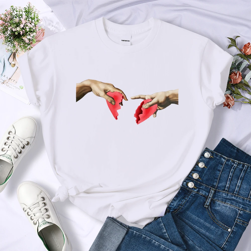 My Heart Is Broken Print Women Tshirts Sport Casual T-Shirts Personality Breathable Short Sleeve Hip Hop Street T-Shirt Female