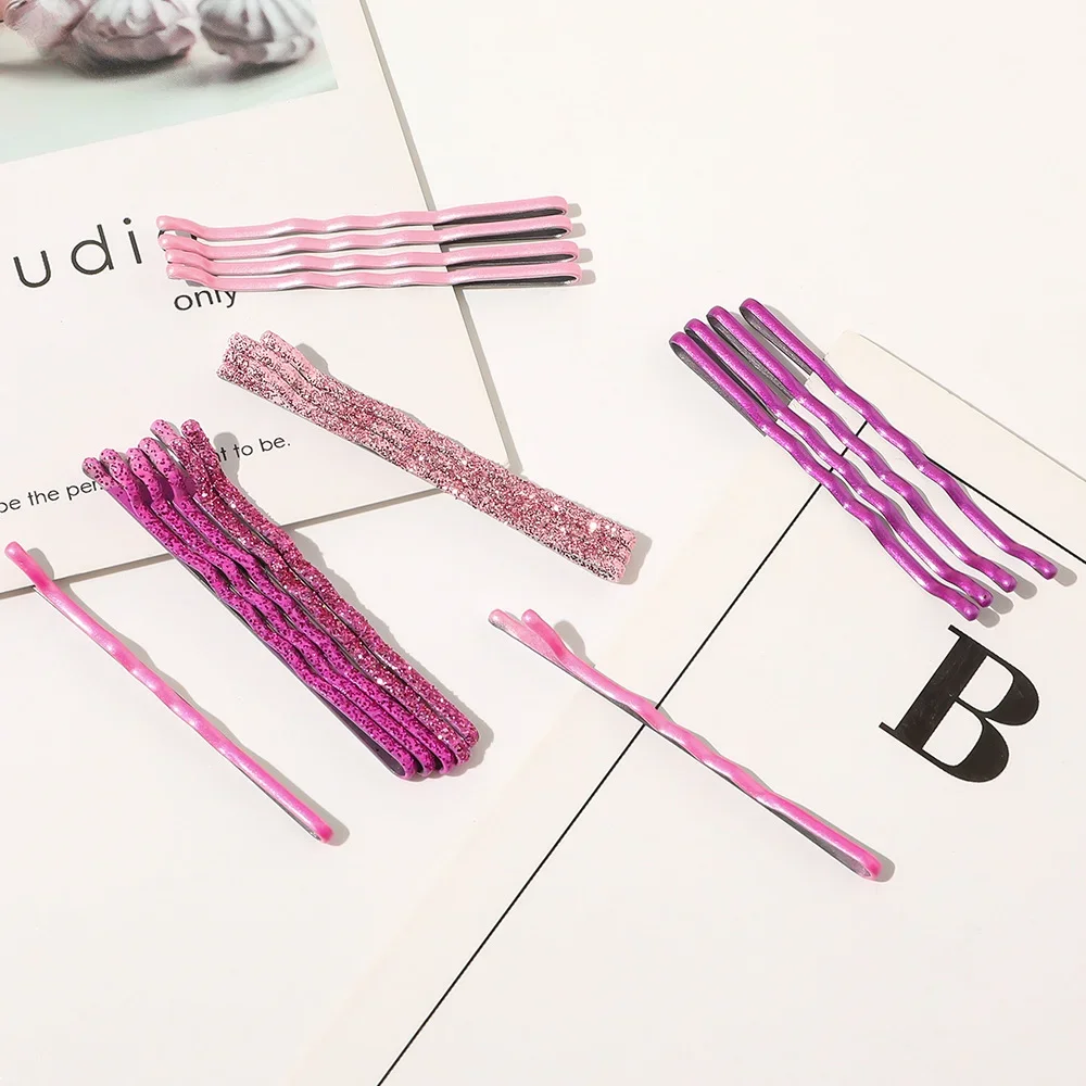 Metal Hair Side Clips Curly Wavy Grips Hairstyle Glitter Shiny Bobby Pins Women Girls Makeup Hairpin Hair Styling Clip Barrettes