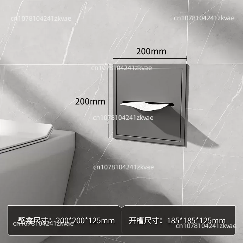 Stainless Steel Recessed Wall Niche Cabinet, Bathroom Storage Organizer with Built-in Toilet Paper Tissue Holder