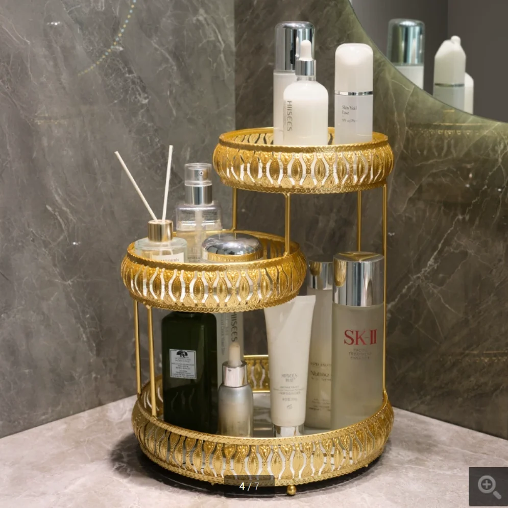 

pinkIron Art Nordic Style Bird Cage Rack Lipstick Perfume Cosmetic Skin Care Product Storage Rack Finishing Table Rack