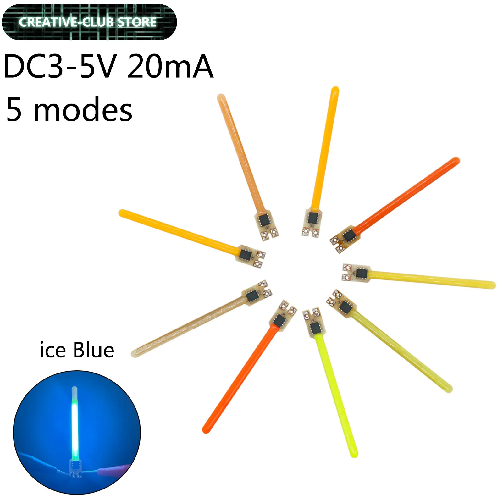 5 Stück COB-Meteorschauer-Lichter, DC3-5V 20mA 5 Modi, mit warmen/blauen/roten/grünen/lila/rosa/weißen Atmosphärenlichtern, DIY-Zubehör – Detail 2