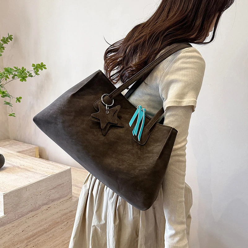Damen-Tragetasche, mehrschichtige Schultertasche mit großem Fassungsvermögen und Reißverschluss, Damen-Vintage-Handtasche mit mattiertem Finish, ideal für Büro, Pendel und den täglichen Gebrauch, mit Tragegriff. – Detail 18
